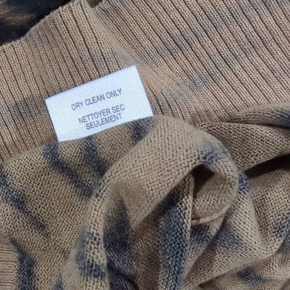 Worth Womens Sweater XL Tan Animal Print Cardigan Lightweight - Picture 6 of 8